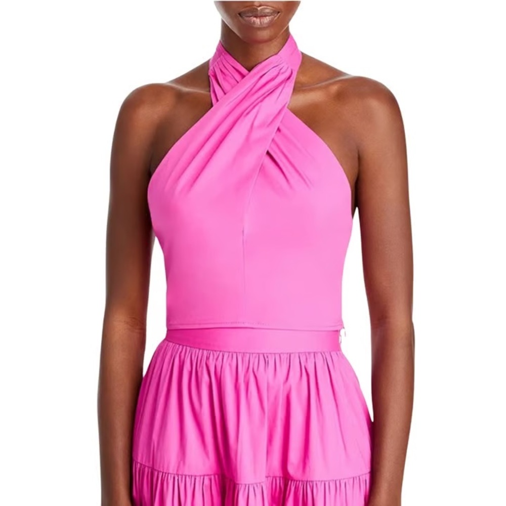 STAUD Kai Twist Crop Halter Top - Peony